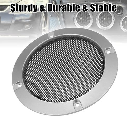 X AUTOHAUX 4" Silver Tone Speaker Grille Cover Mesh Trim, Round Subwoofer Grille Horn Protective Guard