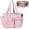 Teacher Tote Bag for Women, Large Utility Bag with Laptop Compartment, Pink (Empty Bag, Patent Design)