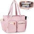 Teacher Tote Bag for Women, Large Utility Bag with Laptop Compartment, Pink (Empty Bag, Patent Design)