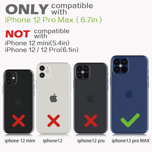 imluckies iPhone 12 Pro Max Case with Camera Cover, Hard PC Back & Soft Bumper, Protective Slim Fit