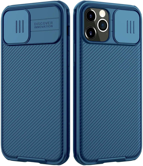 imluckies iPhone 12 Pro Max Case with Camera Cover, Hard PC Back & Soft Bumper, Protective Slim Fit