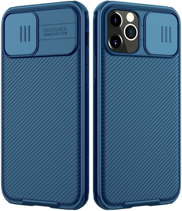 imluckies iPhone 12 Pro Max Case with Camera Cover, Hard PC Back & Soft Bumper, Protective Slim Fit