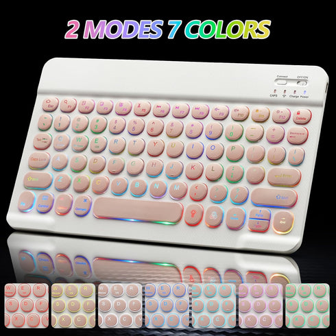 Bluetooth Keyboard and Mouse Combo for iPad, Rechargeable Wireless with 7-Color Backlit Compatible with iPad/iPhone
