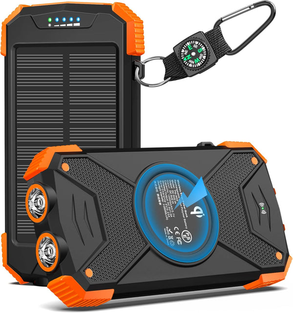 BLAVOR Solar Charger Power Bank 10,000mAh, Portable Wireless Charger, 20W Fast Charging External Battery Pack with USB