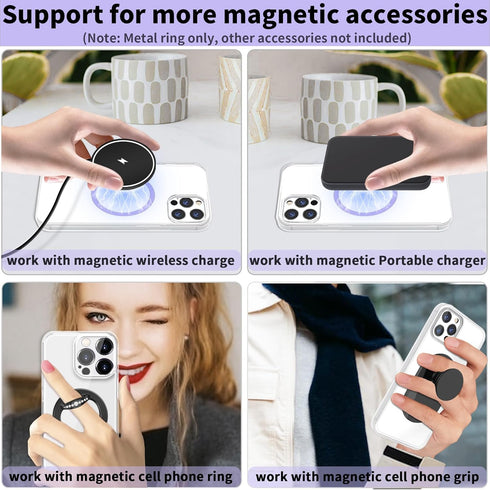 2Pcs Metal Ring Sticker for Pop Socket Magnetic Grip, Magnetic Adapter Adhesive for iPhone, Magsafe Wireless Charger