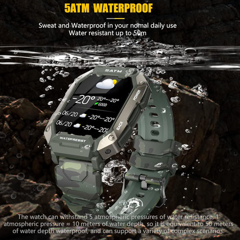 Smart Watches for Men - 1.71" HD Fitness Watch with Heart Rate Monitor, 5ATM Waterproof, 24 Sports Modes, 2 Bands