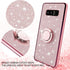 Cute Bling Glitter Phone Case for Samsung Galaxy Note 8, Shockproof 2-Layer Protective Cover with Ring Stand & Lanyard
