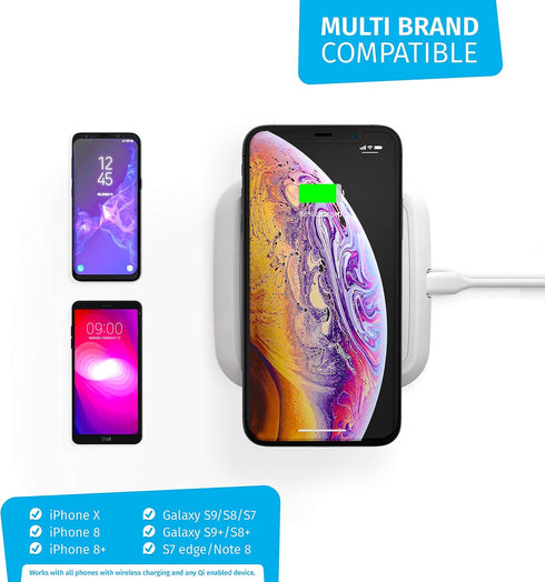 ZENS Wireless Single Qi Charging Pad with 10 Watt Power Output for Apple iPhone, Samsung Galaxy, and Qi-Enabled Devices