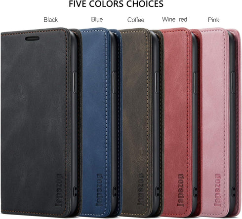 iPhone 11 Pro Max Wallet Case with Card Holder, RFID Blocking, PU Leather Magnetic Flip Case (Wine Red)