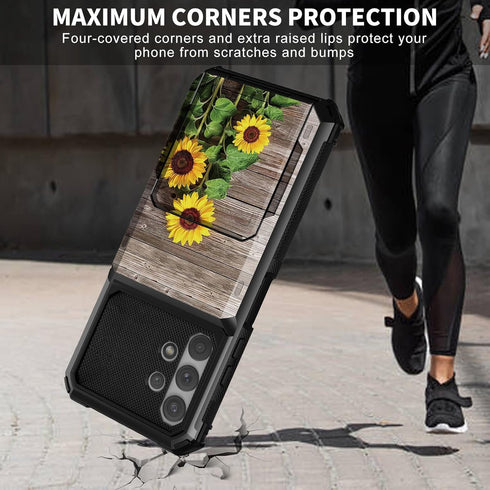 Wallet Case with Card Holder Slot for Samsung Galaxy A32 5G, Plank Sunflower