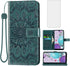 Phone Case for LG Aristo 5/K31/Fortune 3/Phoenix 5/K8x, Wallet with Tempered Glass Screen Protector, Dark Green