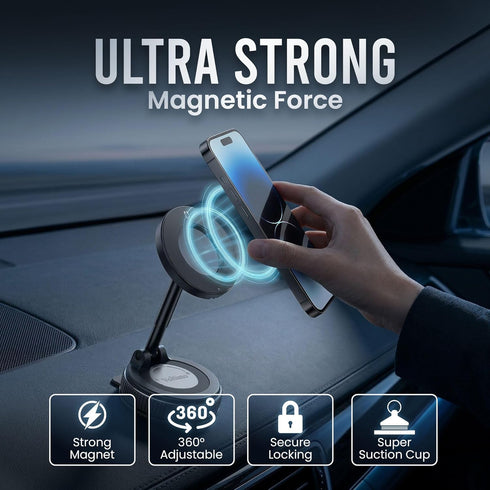 Voltimo 360 Phone Holders for Your Car, Car Phone Holder, MagSafe Car Mount, Phone Mount for Car Magnetic with Suction