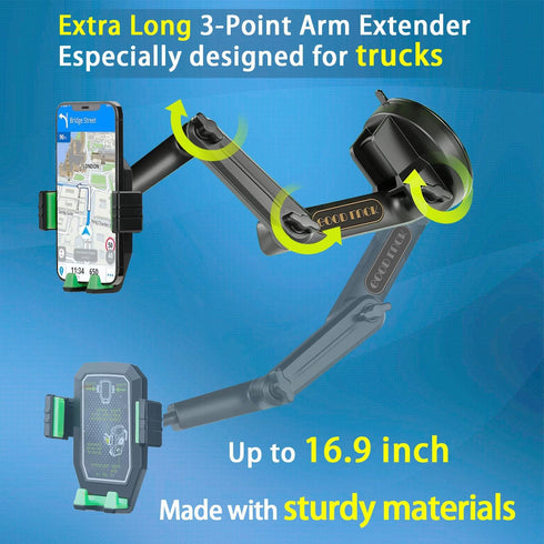 Heavy Duty Phone Mount for Truck, Dashboard Windshield Holder, Suction Cup Phone Mount for Semi Truck, Compatible with