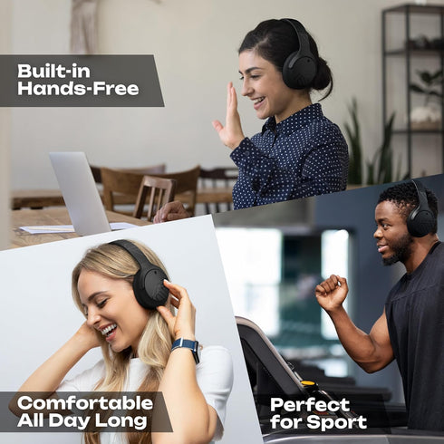 PowerLocus Bluetooth Over Ear Headphones, 60H Playtime, 4 EQ Modes, Hi-Fi Stereo Deep Bass for Travel, PC, Phones