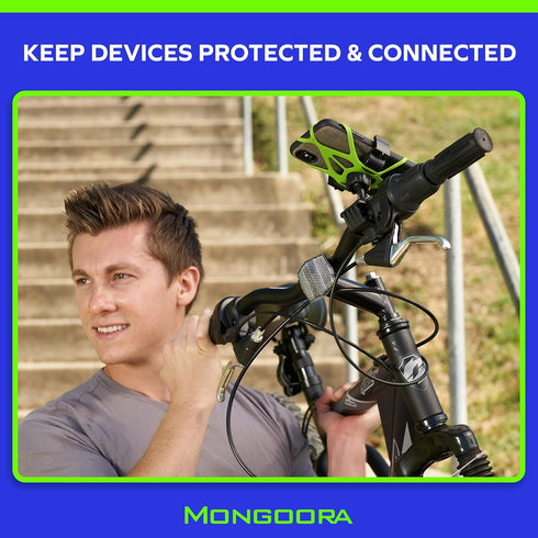 Mongoora 3 Bike & Motorcycle Phone Mount - GPS Cell Phone Holder for Bicycle Handlebar - Easy to Install Bike