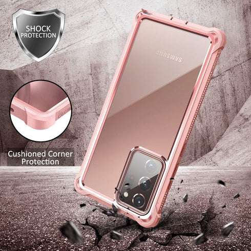 Dexnor for Galaxy Note 20 Ultra Case with Screen Protector, Clear Electroplated Metal 360 Full Body Rugged