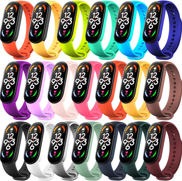 BANGTING 20 Pieces Strap Replacement for Xiaomi Mi Band 7/6/5 and Amazfit Band 5, 20 Colors Wristbands Accessories