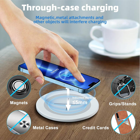 Desk Wireless Charger, JE Make IT Simple 15W Fast Charging Station Desktop Grommet Sleek Invisible Power Pad for iPhone