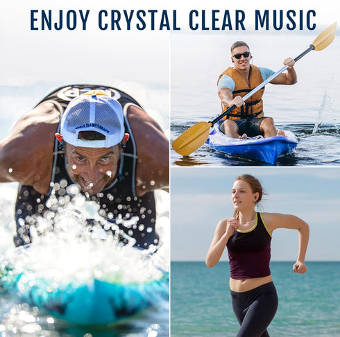 H2O Audio Surge S+ Waterproof Sport Short Cord Headphones for Swimming and Underwater Activities | Sweatproof,