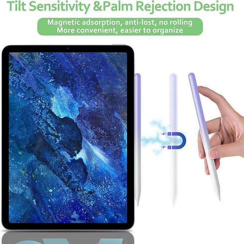 Stylus Pen for iPad 2018-2023 - Magnetic iPad Pen with Tilt Sensor & Palm Rejection - Compatible with iPad 6-10