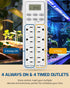 DEWENWILS 8 (4 Timed/4 6ft 15A, Outlet Power Strip with Timer Always On), Indoor Digital Outlet for Reptile Light