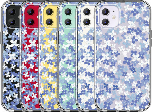 Floral Design Clear Case for iPhone 11, Cute Slim TPU Cover + Shockproof Bumper for Women and Girls (Simple Elegant