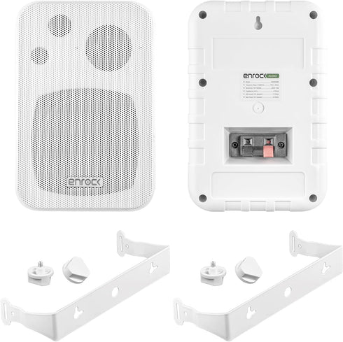 EKMR408W 4" 30 Watt Peak Power 3-Way Indoor/Outdoor Box Speaker (White, Pair)