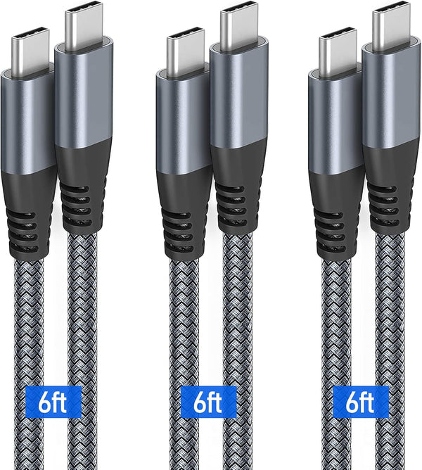 Puxnoin 6ft USB C to USB C Cable 60W, 3-Pack Fast Charging for iPhone 15, MacBook Pro, iPad Pro, Galaxy S20 & More.