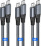 Puxnoin 6ft USB C to USB C Cable 60W, 3-Pack Fast Charging for iPhone 15, MacBook Pro, iPad Pro, Galaxy S20 & More.