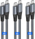 Puxnoin 6ft USB C to USB C Cable 60W, 3-Pack Fast Charging for iPhone 15, MacBook Pro, iPad Pro, Galaxy S20 & More.