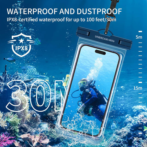 UNBREAKcable Waterproof Phone Pouch Case - 2 Packs, IPX8 Waterproof, Sensitive Touch Phone Holder Dry Bag for