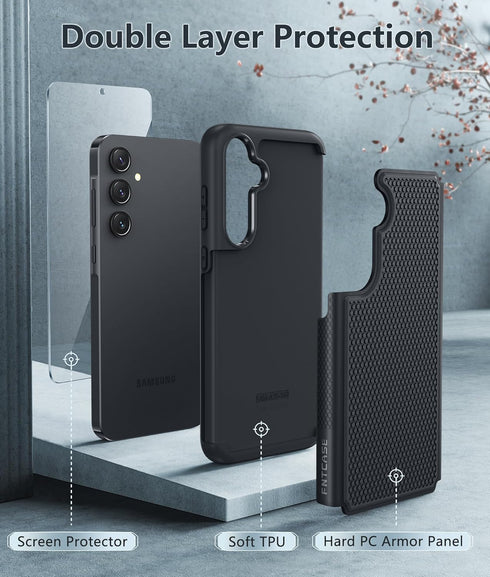 FNTCASE Samsung Galaxy A35-5G Case (Black) - Dual Layer Protective Heavy Duty Shockproof Rugged Cell Phone Cover