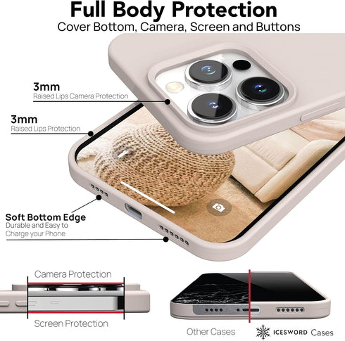 IceSword iPhone 14 Plus Case Stone (2022), Slim Liquid Silicone Phone Cover with Soft Anti-Scratch Microfiber Lining,