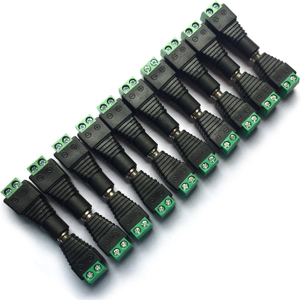 10 Pairs 12V Male+Female DC Power Jack Plug Adapter - 2.1x5.5MM Barrel Connector for CCTV Security Camera
