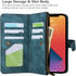 iCoverCase iPhone 13 Wallet Case with Card Holder, 2 in 1 PU Leather Magnetic Clasp, Zipper Pocket, Blue