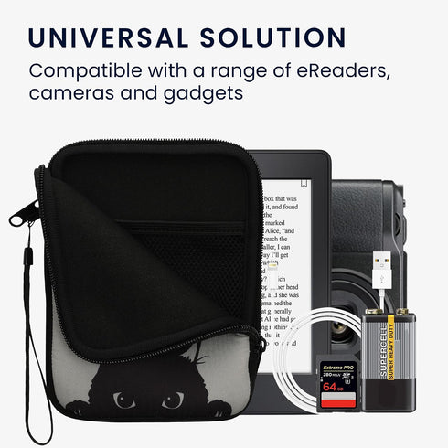 kwmobile 6" Neoprene e-Reader Pouch Size eReader - Universal eBook Sleeve Case with Zipper, Wrist Strap - Grey/Black
