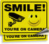 iSYFIX Smile You're on Camera Reflective Stickers for Business - 2 Pack 14x10 Inch - UV Protection, Fade Resistance