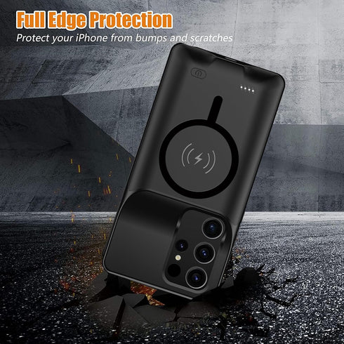 Battery Case for Galaxy S22 Ultra/S23 Ultra, 12000mAh Slim Portable Protective Fast Charging Case for Samsung