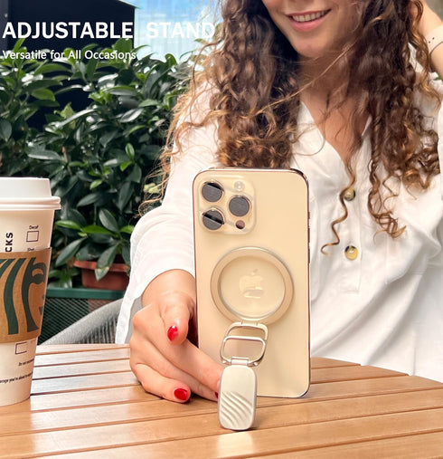 Allengel for MagSafe Ring Holder, Double Magnetic Adjustable Phone Stand Finger Ring Grip Kickstand for iPhone