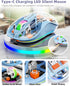 Unique Transparent Bluetooth Mouse with USB & Type-C Two Receiver, Small Portable Wireless Rechargeable Mice for MacBook/pc/iPad/Laptop and Multi Device Connection