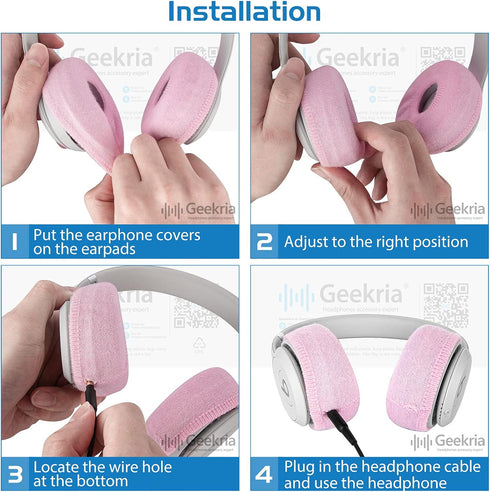 Geekria 2 Pairs Flex Fabric Headphones Ear Covers - Washable & Stretchable Protectors for Over-Ear Headsets (Size