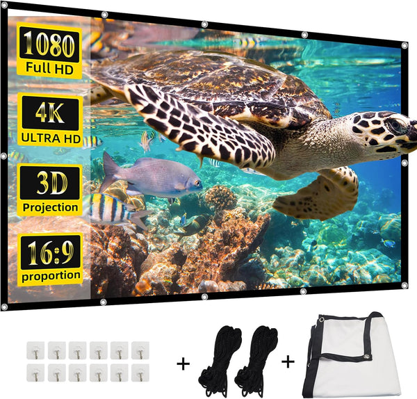 HUANYINGBJB Projector Screen - 4K 16:9 HD Foldable Double-Sided Portable Outdoor Indoor Screen for Movie Home Theater