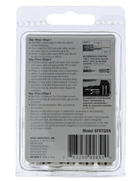 IDEAL Electrical 92-651 RTQ XR RG-6 Compression F-Connector, Card of 10, Silver