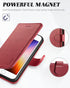 TUCCH Wallet Case for iPhone SE 2022/SE 2020/8/7, Dark Red PU Leather Folio Stand with Card Slot, Magnetic Closure [TPU