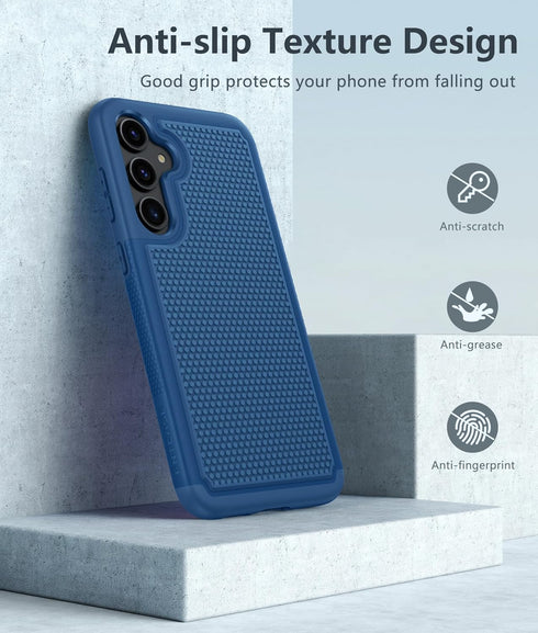 FNTCASE Samsung Galaxy S23-FE Case: Rugged Dual Layer Heavy Duty, Military Grade Shockproof, 6.4" Blue, Non-Slip