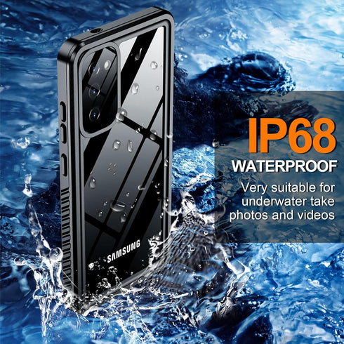 Hualele Samsung Galaxy S20 Plus Waterproof Case, Built-in Lens & Screen Protector, Full Body Shockproof IP68 Black
