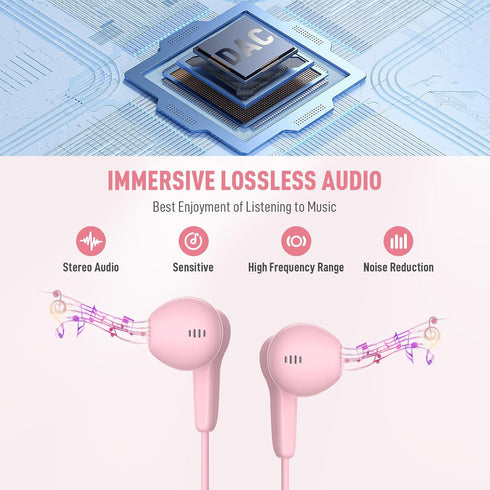 USB C Headphones for Samsung S24 Ultra A35 S23 Fe S22+, Type C Earphones with Mic HiFi Stereo Volume Control Magnetic Wired Earbud for iPhone 15 Pro Max Plus Galaxy Flip Fold 5 Pixel 8 7 Pro, Pink
