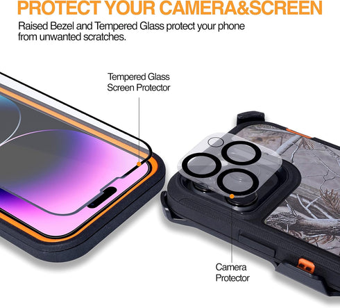 WallSkiN Case for iPhone 14 (6.1") with Camera & Screen Protectors, Heavy Duty Military Grade Drop Protection