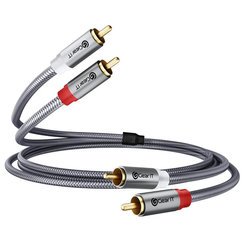 GearIT RCA Cable (3.3FT), 2RCA Male to 2RCA Male Stereo Audio Cables, Shielded Braided RCA Stereo Cable for Home