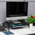 Mind Reader Monitor Stand, Set of 2, Ventilated Laptop Riser and Paper Tray, Metal Mesh, Black